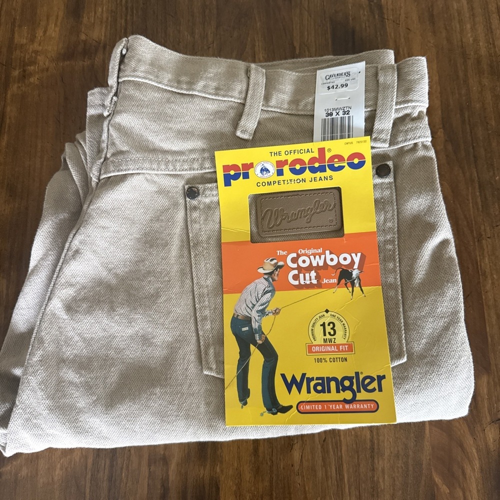 Wrangler Pro Rodeo Cowboy Cut Jeans Mens 38x32 Tan Original Fit NWT